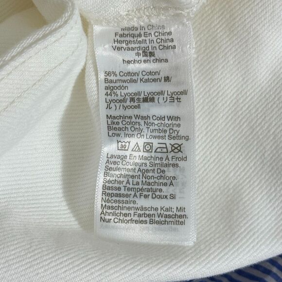 MADEWELL Denim Popover Dress L Pure White Pocket Mini Short Sleeve NWT B28 - Picture 6 of 6